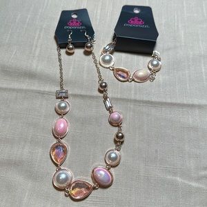 Paparazzi Necklace 15” L, Earrings and Bracelet Set. .